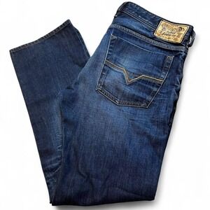 Diesel Zatiny Jeans Mens 36x32 Blue Wide Leg Bootcut Denim 007 Wash